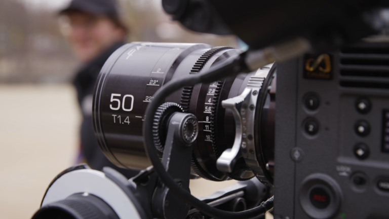 Optique Panavision 50 mm T1.4 montée sur une Sony Venice, pendant les essais de l’UCO